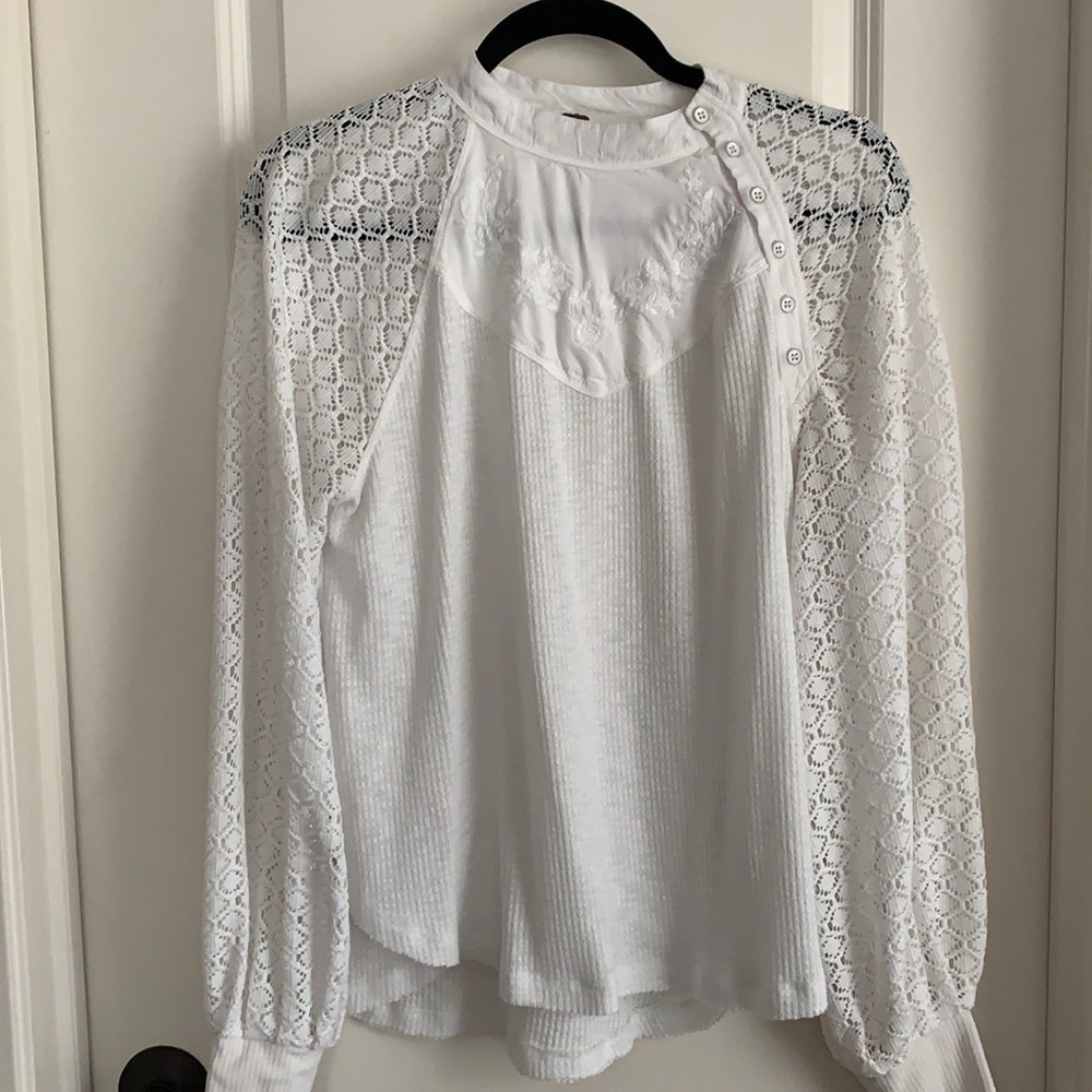 Free People White Lace Women's Top